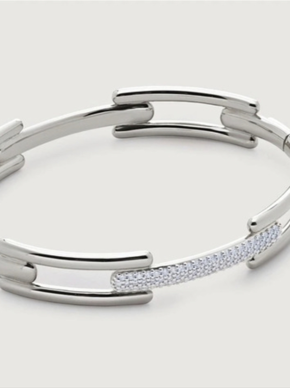 Monica Vinader MV Signature Link Diamond Bangle Silver.#MVB01